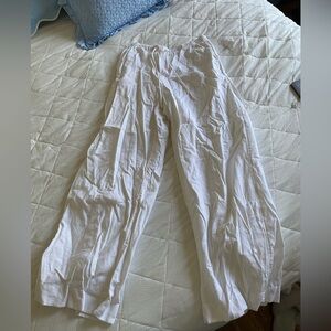 Abercrombie & Fitch white linen drawstring pants